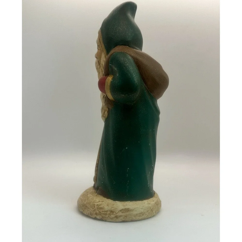 Vintage Belsnickel Style Santa Figurine Green Coat 8